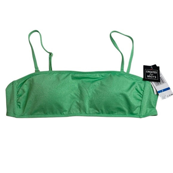 California Waves Metallic Shine Bandeau Bikini Top Mint Green Size XL New - Picture 1 of 5